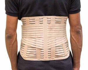 Man wearing back brace. Shoreside Interventional Pain in Sarasota, Florida.